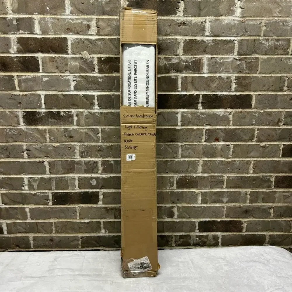 Pottery Barn Roman Cordless Shade Emery Linen Cotton White 36